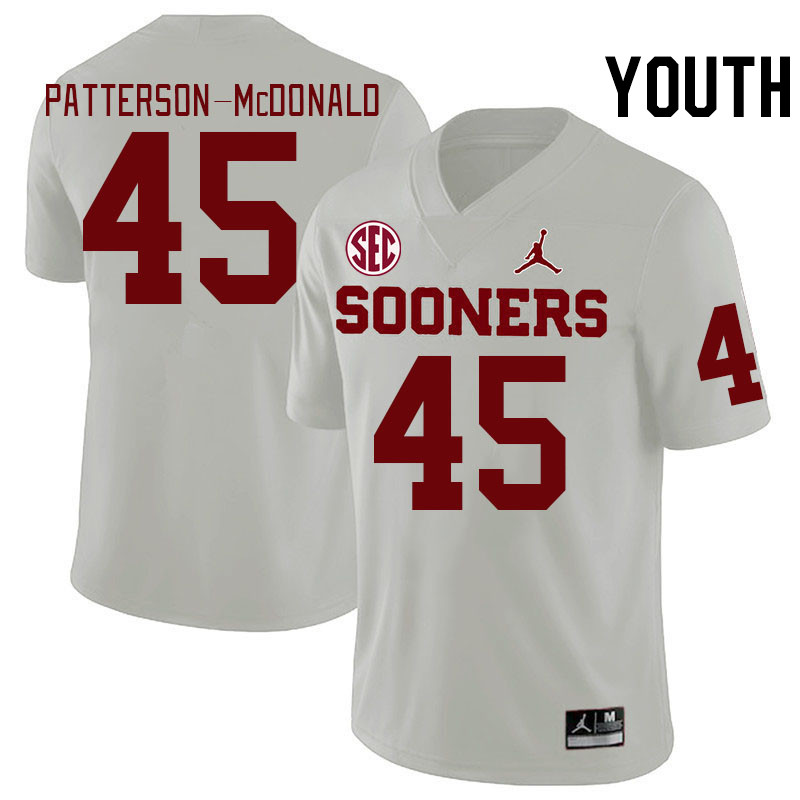 Youth #45 Mykel Patterson-McDonald Oklahoma Sooners 2024 SEC Conference College Football Jerseys-Whi